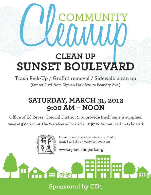 2012 march echo park now neighborhood clean up flyer template